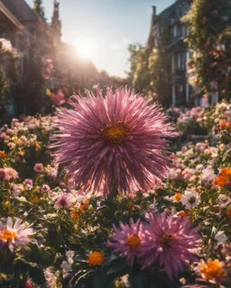 Atomic explosion, made of flowers, ULTRA REALISTIC, details, intricate detail, professional lighting, film lighting, 35mm, anamorphic, lightroom, cinematography, bokeh, lens flare, film grain, hdr10, 8k, Roger Deakins, incredibly detailed, reflect, sharpen