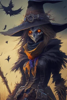 scarecrow witch hunter from warhammer, anime style, depth of field, nvidia graphics, lightrays, trending art, movie poster