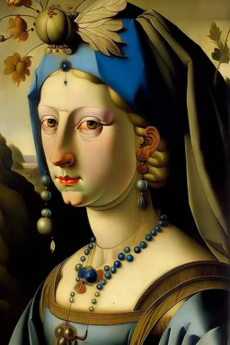 Johfar Bosschart style, beautiful young female in royal dress closeup portrait painted by Hieronymus Bosch