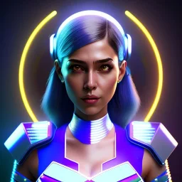 waitress cyber woman, indian, rounded face, blue short hair, striped shirt, vibrant color, highly detailed, art stations, concept art, smooth, unreal engine 5, god rays, ray tracing, RTX, lumen lighting, ultra detail, volumetric lighting, 3d, finely drawn, high definition, high resolution.