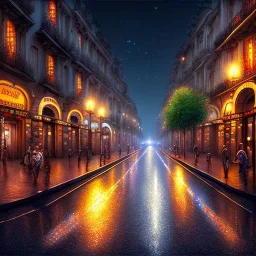 calle de pais por la noche