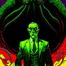 Cover of Weird Tales Magazine, H.P. Lovecraft story, Eldritch, sharp colors, horror, by Bill Elder, by Gahan Wilson, maximalist, sinister, retro magazine cover.