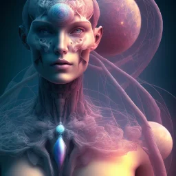 portrait full human body, meditation, third eye, universe, fourth dimension, fractal, realistic, 8k, high quality, extreme detail, symmetrical,