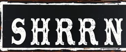 large and wide hand painted old western sign that reads: "SHERRIF" white on black with inset boarder stripe in white aged