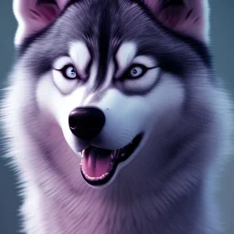 Husky, pink eyes, 8K, cinematic lighting, sharp focus, masterpiece, expert