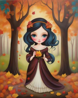 Masterpiece, best quality, Jeremiah Ketner style painting of a portrait of a girl in autumn park, painted by Jeremiah Ketner