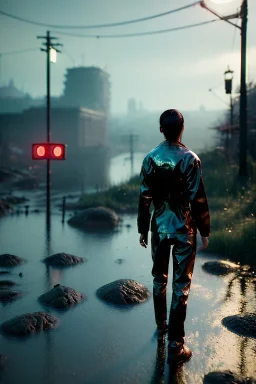 Ultra Realistic image, 25 years old brunette woman, portrait, small stature, small chest, yakuza full body tattoo, transparent latex coat, rain, fog, hot, dark, leds, neon, cyberpunk, vibrant color, highly detailed, art stations, concept art, smooth, unreal engine 5, god rays, ray tracing, RTX, lumen lighting, ultra detail, volumetric lighting.