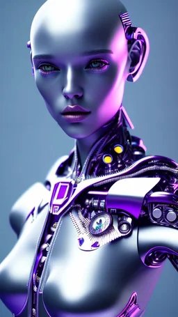 Cyborg Girl, nion, purple , 3D, 4K,8K