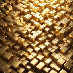 Hyper Realistic glowing golden blocks textured background