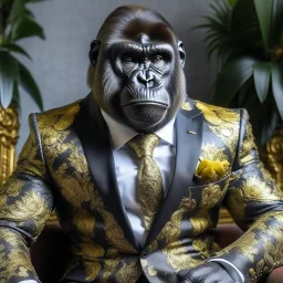 gorilla wearing a very fancy suit