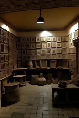 A medium-sized Arabic pottery room containing a group of picture frames without any pictures. The sizes of the frames are large