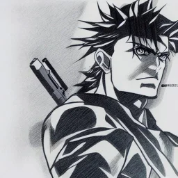 Solid Snake, Manga Drawing, by Hirohiko Araki