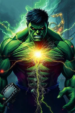 The Incredible Hulk, centered| key visual| intricate| highly detailed| breathtaking beauty| precise lineart| vibrant| comprehensive cinematic| Carne Griffiths| Conrad Roset, best quality, Trending on artstation, Trending on MidJourney, Award Winning, Timeless art work, Masterpiece, Genius, Worldclass, Extra ordinary, Aesthetic, Beautiful, Stunning, Brilliant, cinematic, Dynamic, Cinematic lighting, inspirational, 4K resolution, 8K resolution, Artstation HD, Artstation HQ, Vivid, Vibrant,