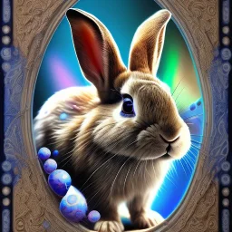 girl rabbit with blue aye, aboriginal, dot painting, indiginous, dot, mud, dream-time, abstract, dots, natural pigment, extremely sharp detail, finely tuned detail, ultra high definition, 8 k, unreal engine 5, ultra sharp focus, art germ and Paul Lewin and Kehinde Wiley