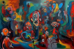 emotions, chaotic, cozy mood, neo-expressionism, acrylic paint