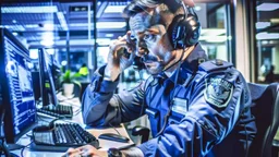 male cop dispatcher deals with virus on the phone