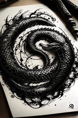 ouroboros made of black ink