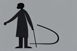 digital illustration of a blind man,black background , holding cane