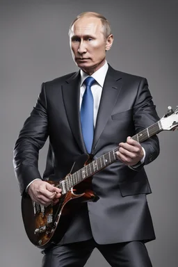 Photography Mr President Vladimir putin Russia as musical rock guitarist powers