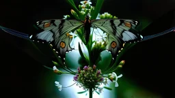 butterfly, flowers, Moody