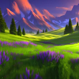 a realistic landscape photo of a meadow in style of windows wallpaper