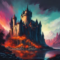 A Tamriel Castle bold and striking, in Vivid art style