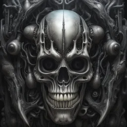 A MECHANICAL NON HUMAN SKULL AND DARK SLIMEY AND GIVING BIRTH SHARKS TEETH with a touch of H.R. Giger's biomechanical aesthetic. Hyperdetailed and rendered in 8k resolution, a true masterpiece. hyperdetailed intricately detailed Splash art action painting film noir photorealism psychedelic art telephoto lens aetherpunk horror post-apocalyptic VIVID IN COLOR well lit, high detail, photorealistic, horrorcore, fun, scary, none featured, each a different color or hue,