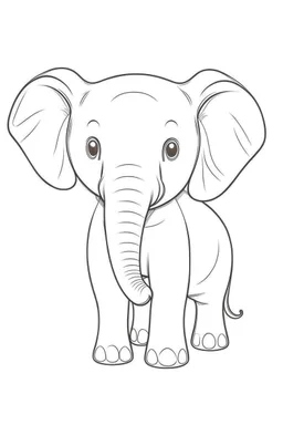 a simple outline of a cute elephant, in a drawing style