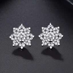 diamond flower earrings, highly detailed, delicate, intricate, ornate, photorealistic, high fashion, jewellery, luxury, designer