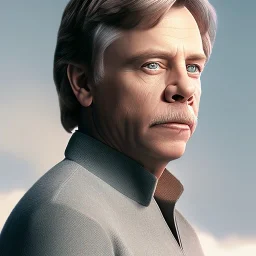 extremely detailed 8k hyperspace wallpaper,complete and photo realistic detailed head to waist stunning photo realistic portrait of mark hamill as luke skywalker in star wars with short lenght, Symmetrical, soft, fine, warm, photo realistic hair, blue eyes, professional majestic photo realistic painting by Ed Blinkey, Atey Ghailan, by Jeremy Mann, Greg Manchess, Antonio Moro, trending on ArtStation, Intricate, High Detail, Sharp focus, dramatic, by greg rutkowski, rough face, pilot jacket