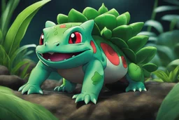 Bulbasaur in 8k Hayao Miyazaki draw style, neon effect, close picture, highly detailed, high details, detailed portrait, masterpiece,ultra detailed, ultra quality