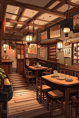 Draw me a cozy restaurant. It has a cultural atmosphere ​