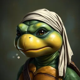Teenage Mutant Ninja Turtle with a pearl earring.