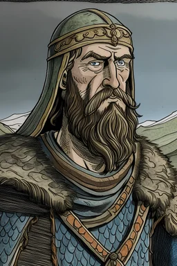 Icelandic man really mad in ca 1000ad drawing colored