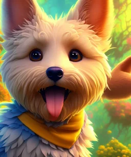 close-up portrait of cute dog, detailed, digital painting, concept art, breathtaking, 8k resolution, volumetric lighting, extreme dense an fine fur, extremely detailed, beautiful, establishing shot, artistic, hyperrealistic, nature background, beautiful face, renderman gofur render, art by sam curry