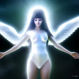 An angel with white wings, I am a bright nimbus, in the sky, ultra graphics,RTX, TXXA, SSAO, High quality,hyperrealistic, HDR,4k