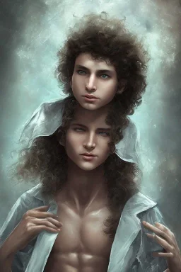 beautiful 12 year old arabic boy with curly hair and light blue eyes