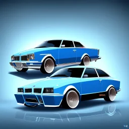 Vector car, blue, sedan, modern, highly detailed, brand