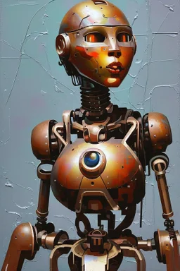 Anthropology robot heavy impaste oilpaint beautiful paintings with pasted oil