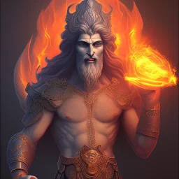 hades greek god with fire as eyes portrait