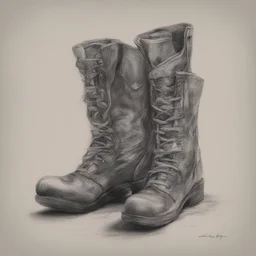 Biker boots, pencil drawing in colors