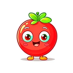 a cartoon cute tomato white background