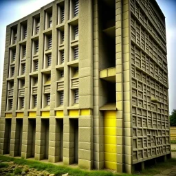 Horrible brutalist flats in the outskirts of an ethereal city, Max Ernst, strong texture, bas-relief