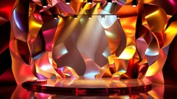 a 3d fractal stage structre made of metallic color 3d structures, pertty artistc background,dynamic lights