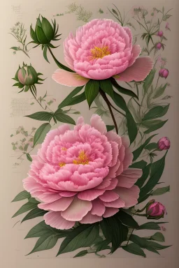 a botanical illustration of a peony