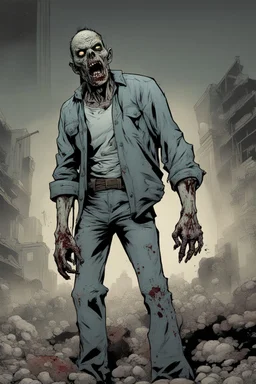 zombie, portrait, comic book, full body, standing, mean, perfect hands,