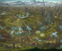 futuristic city depicted as "The Garden of Earthly Delights" by Bosch