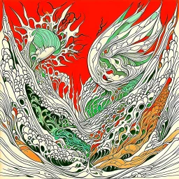 and if i wake from dreams shall we cry together for their howling echoes, neo surrealism, color pen illustration, by gerald Scarfe, fantastical intricately detailed art. deep colors, complementary colors.