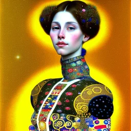 retrato de mujer bella con estilo de Gustav Klimt