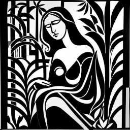 Vrouw in Matisse Steel in black and white